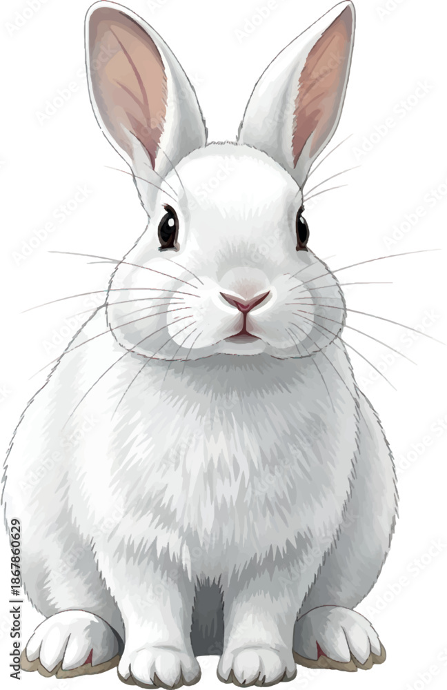 Obraz premium white rabbit on white background.