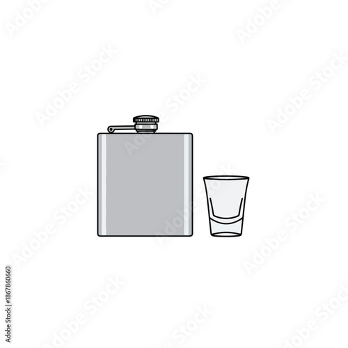 hip flask and glass metal container for liquor.