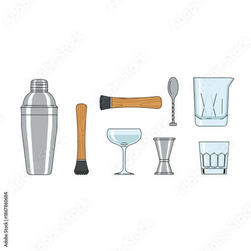Cocktail Shaker Bar Tools Set.