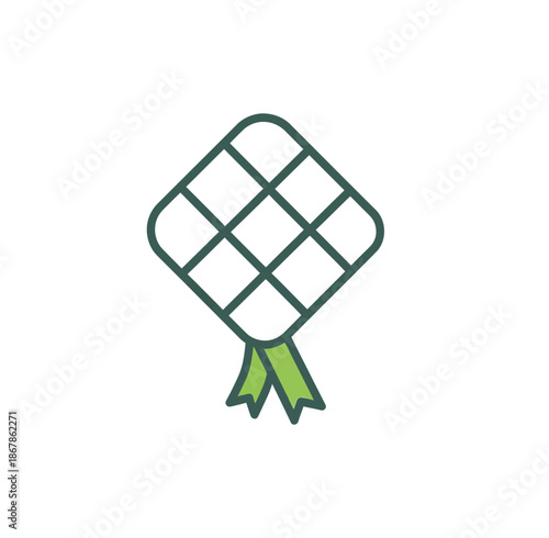 Flat vector illustration of Ketupat, a traditional rice cake pouch for Eid celebrations in Southeast Asia and Korea.
