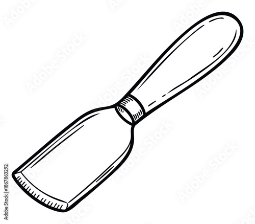 Classic woodworking chisel with a sturdy handle and sharp blade perfect for carpentry projects construction diagrams and handyman tutorials