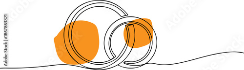 Simple line art illustration of two interconnected rings