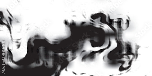 Abstract black and white fluid art with swirling smoke-like patterns and dynamic motion.