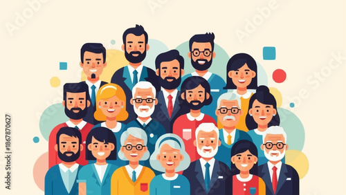 Diverse Group of People Standing Together in a Crowd.