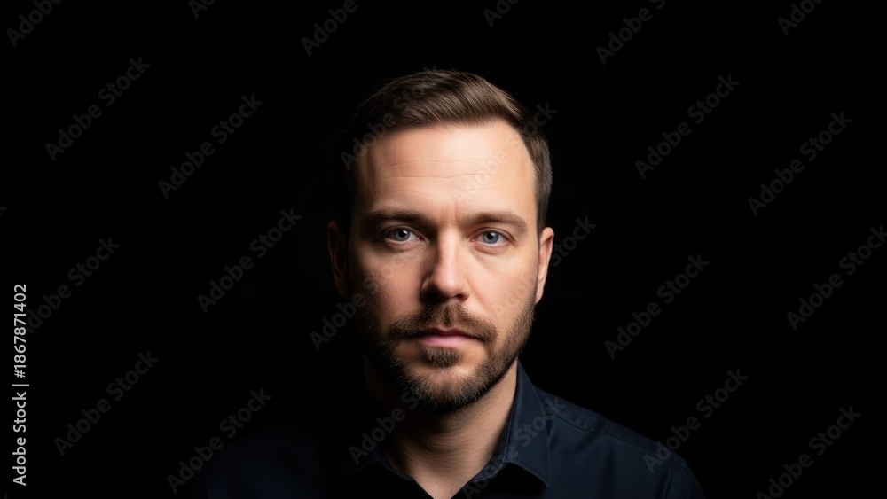 Fototapeta premium Man portrait against dark background professional appearance