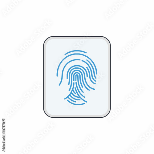 Fingerprint scan vector illustration representing biometric authentication interface isolated on white