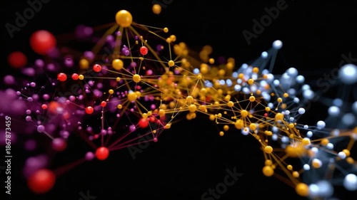 Networked Connections: A vibrant, intricate network of interconnected nodes glows against a dark backdrop.