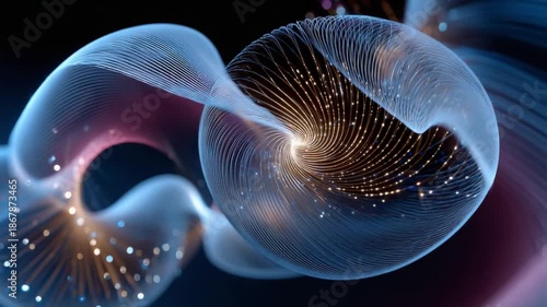 Abstract Nebula Composition: A captivating swirl of cosmic energy, featuring luminous particles and swirling patterns against a dark backdrop.