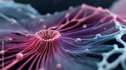 Abstract Molecular Structure: A complex and visually stunning depiction of molecular connections in vibrant colors, symbolizing the interconnectedness of scientific concepts.