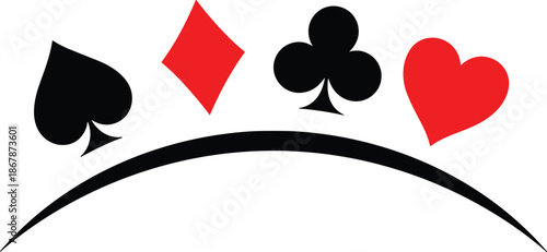Playing card suits symbols illustration featuring spade diamond club heart icons abstract casino poker design vector graphic element