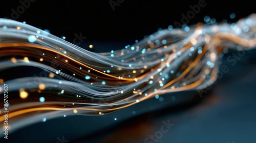 Data Stream: A mesmerizing visual of flowing data streams, where light and energy intertwine, creating an ethereal and dynamic display. A symbol of interconnectedness and digital communication.