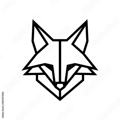 Minimalist Geometric Fox Head Logo Design Line Art