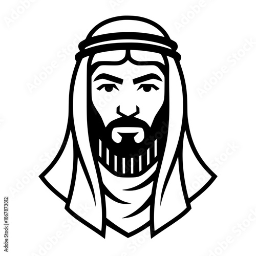 Arabic Man Head Mascot Logo with Traditional Headgear