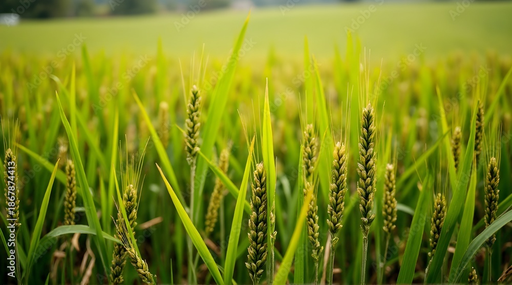 Obraz premium the vast wheat fields were bright green