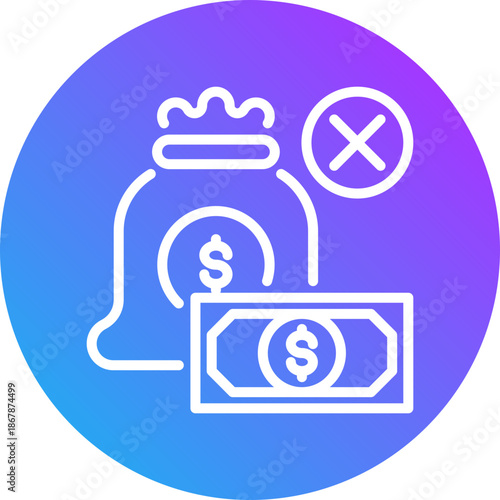 Illegal money icon for dishonesty , website, application, printing, document, poster design, etc