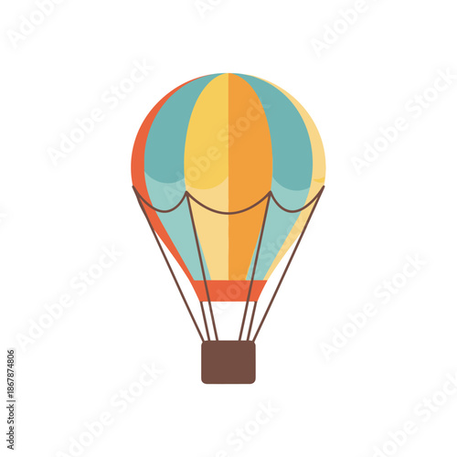 Colorful Hot Air Balloon Illustration Isolated on White Background