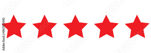5 yellow rounded stars. 5 golden star vector icon