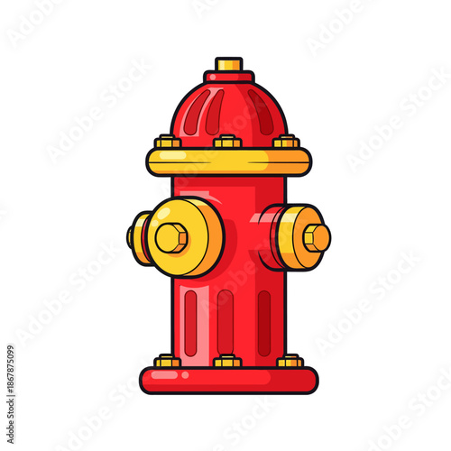 Red and yellow fire hydrant illustration, isolated on white background