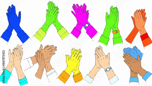 Diverse group of hands clapping in appreciation and applause.