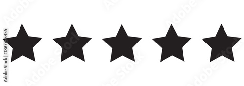 5 yellow rounded stars. 5 golden star vector icon