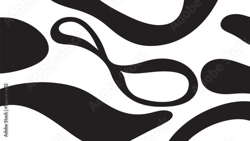 Abstract black and white pattern with smooth shapes and lines
