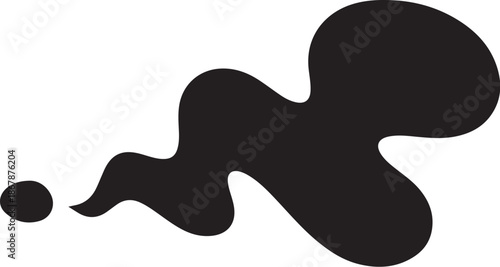 Black paint blob and dot on white background