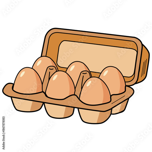 Illustration of Six Eggs in paper Carton