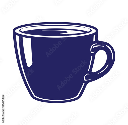 Simple vector illustration of a blue coffee cup isolated on a white background