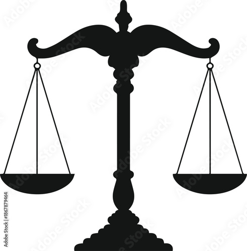 justice balance scale law symbol silhouette vector illustration