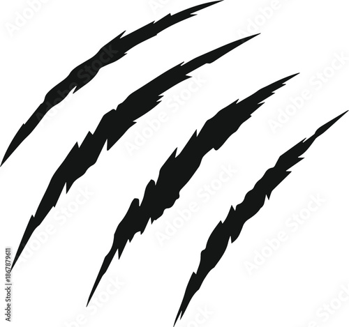 animal claw scratch marks silhouette grunge vector illustration