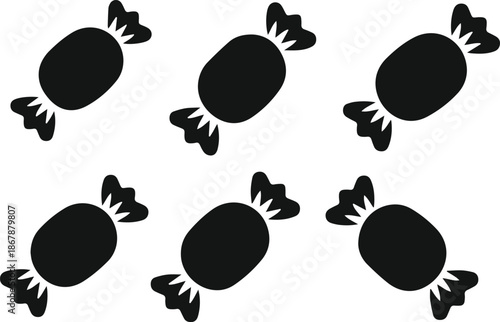 black candy sweets icons vector silhouette set