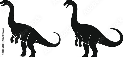 dinosaur silhouette vector illustration prehistoric animal icon set