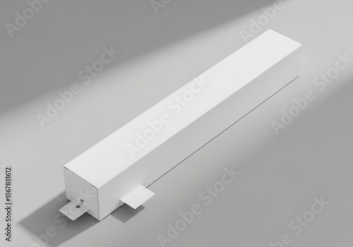 A clean white rectangular prism object with a t shaped protrusion isolated on white background