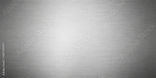 Brushed silver metal plate texture featuring a shiny stainless steel surface with a gray industrial aluminum pattern and metallic reflection for a sleek wallpaper backdrop
