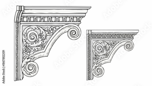 Ornate Architectural Brackets with Scrollwork Detail.