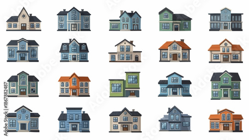 Collection of Diverse Residential House Architectural Styles.