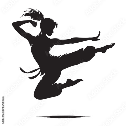 Black Kung FuMartial Arts  Silhouette Vector, High Quality Illustration on White Background