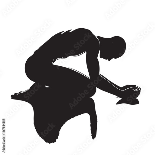 Black Man in Sujud Silhouette Vector, High Quality Illustration on White Background