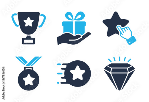 Awards and Exclusive Achievement icon set. Solid glyph series icons