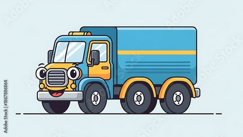 Cartoon truck with blue body.