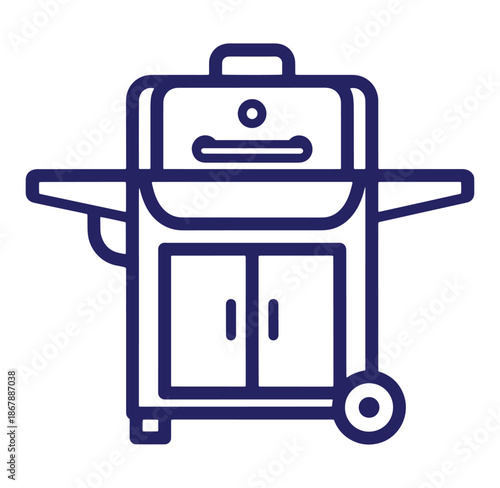 Vector illustration of a modern outdoor grill bbq appliance for cooking and barbecuing