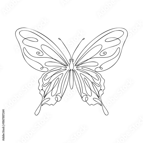Elegant one line drawing butterfly vector illustration for minimalist design