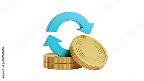 Gold coins with recycling arrows