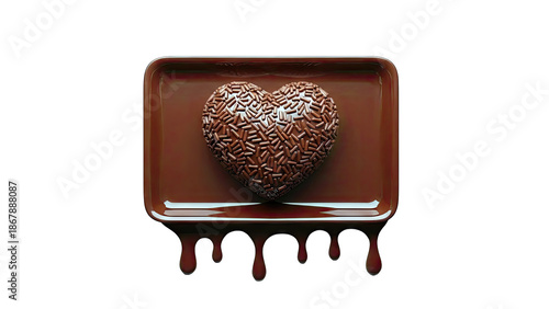 Heart-shaped Chocolate Covered in Sprinkles on a Chocolate Tray