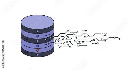 Database Server with Data Flow Illustration.