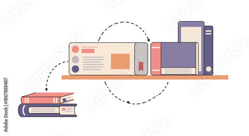 Digital Books and Publications on Shelf.