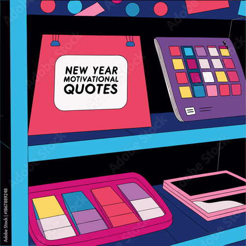 Motivational New Year sticky notes on fridge