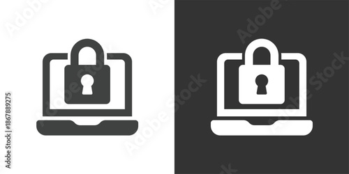 Laptop Access Security icon. Solid glyph series icon