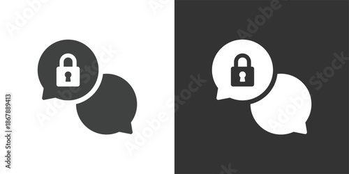 Secure Chat Encryption icon. Solid glyph series icon
