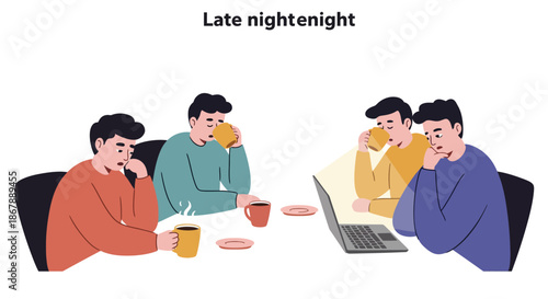 Group of Young Professionals Working Late.